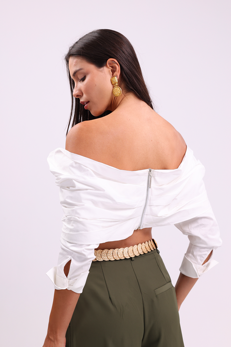Off-Shoulder White Shirt