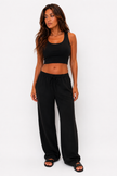 Black Wide Leg Pants with Side Slit