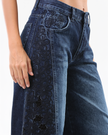 Dark Blue Lace Panel Jeans