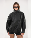 Oversized Black Leather Biker Jacket