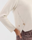 Ivory Asymmetric Button Knit