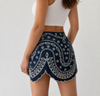Navy Blue Embroidered Mini Skort