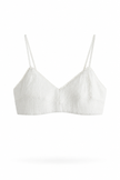 White Ribbed Bralette with Lace Trim