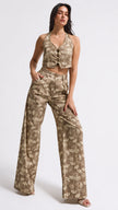 Floral Crop Top with Accessory Details