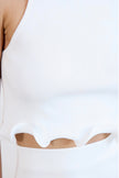 Crew Neck Sleeveless Ecru Crop Knit Blouse