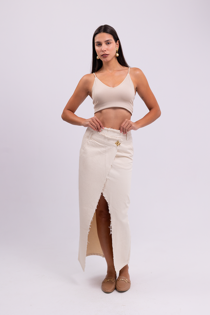 Wrap Midi Denim Skirt