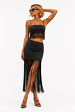 Black Tassel Detail Mini Skirt
