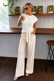 White Bicycle Neck Tie Detail Blouse