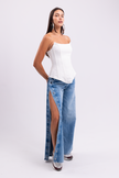 Buttoned Wide Leg Jeans