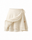Beige Mini Skort with Ruffle Wrap Design