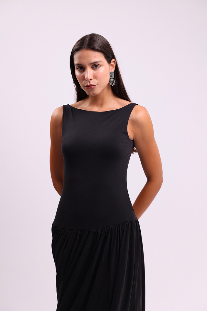 Black Backless Maxi Dress