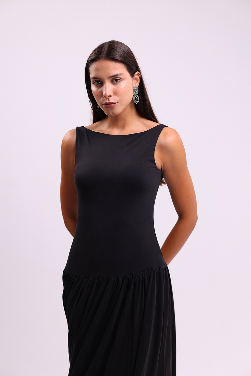 Black Backless Maxi Dress