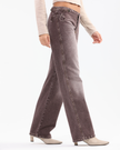 Brown Washed Low-Waist Jeans with Unique Belt-loop Detail at the Waist
