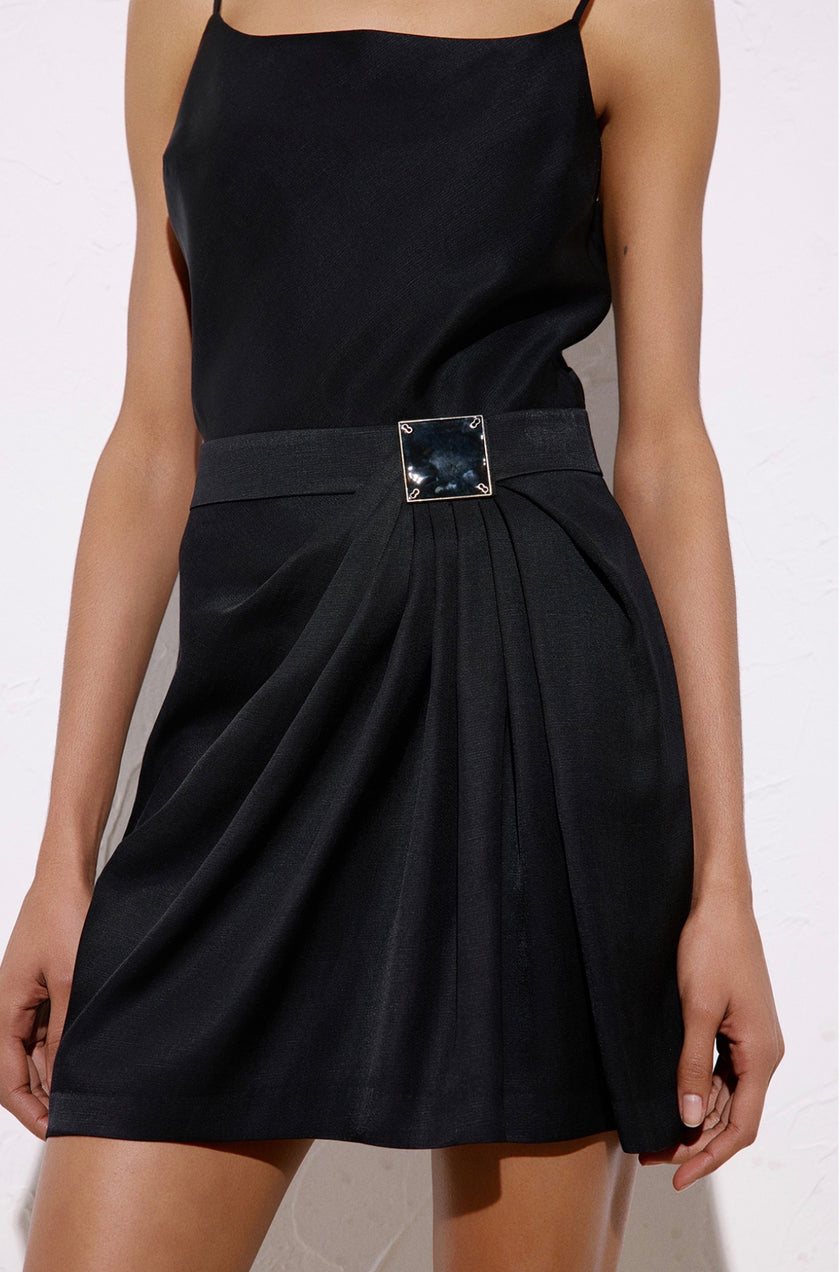 Accessory Detailed Mini Black Skirt