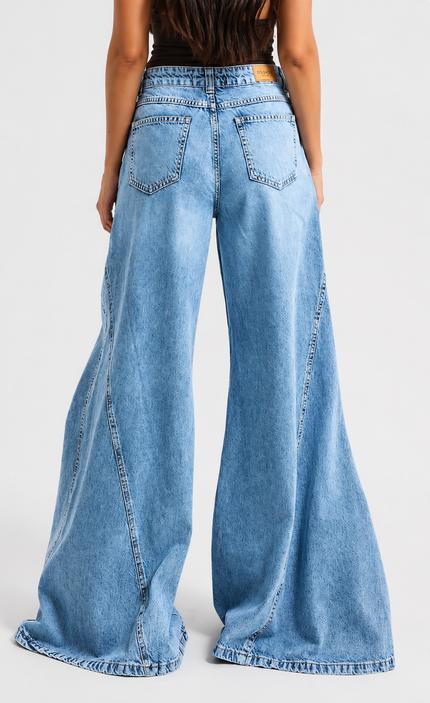 Light-Wash Wide Leg Denim