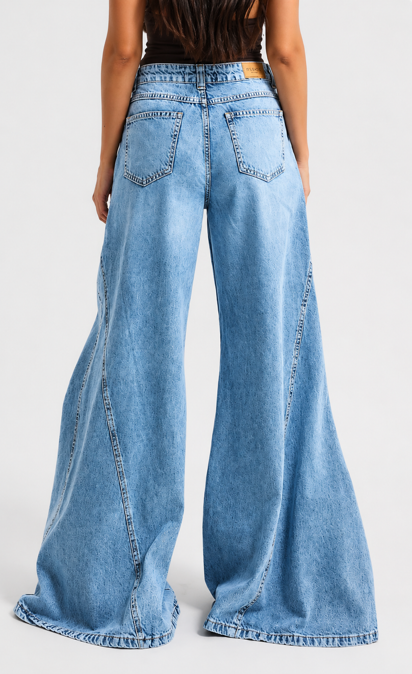 Light-Wash Wide Leg Denim