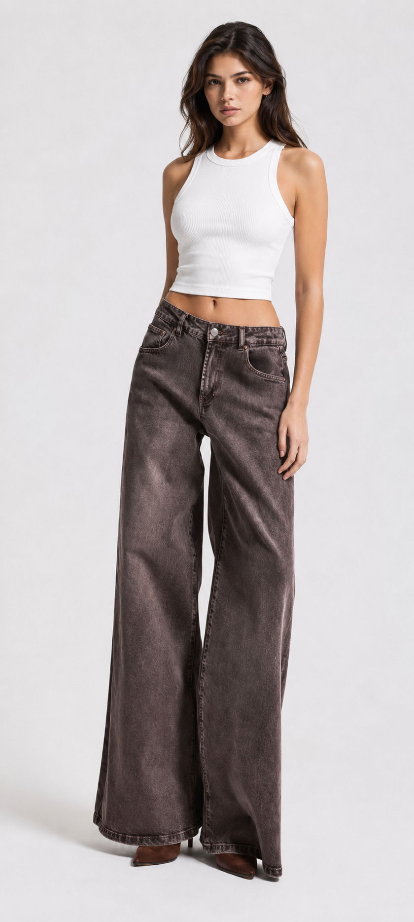 Washed Coffee Denim Jeans