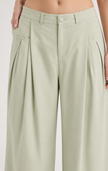 Wide Leg Trousers In Pistache with Pleat Detail
