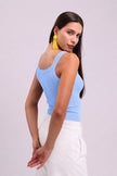 Blue Sheer Trim Tank Top
