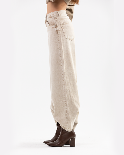 Wide-Leg Jeans Crème Vintage Wash