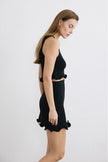 Weavy Hem Black Mini Skirt