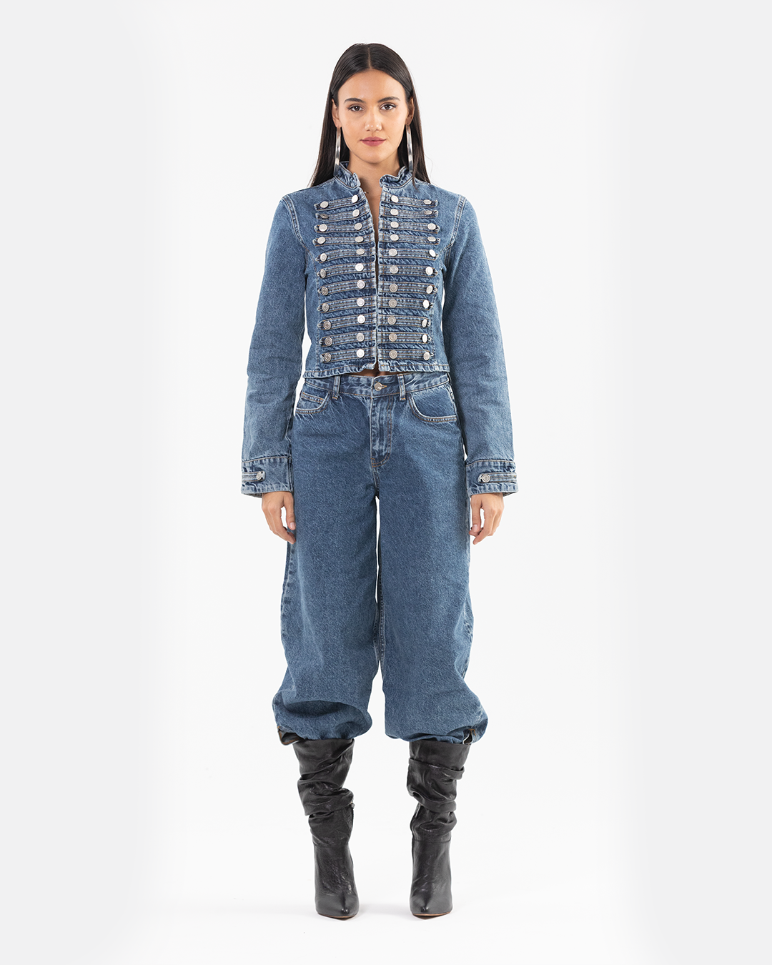 Military-Style Denim Jacket