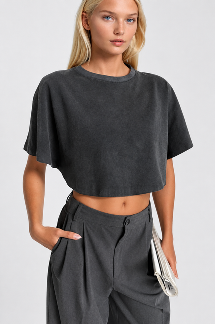 Washed Effect Crop T-Shirt