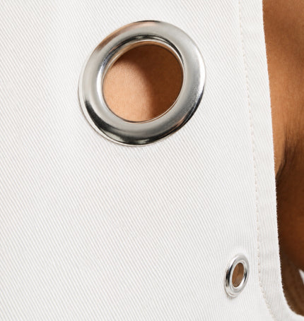 White Denim Vest with Eyelet Detail