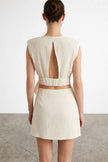 V-Neckline Top with Wood-Look Ring