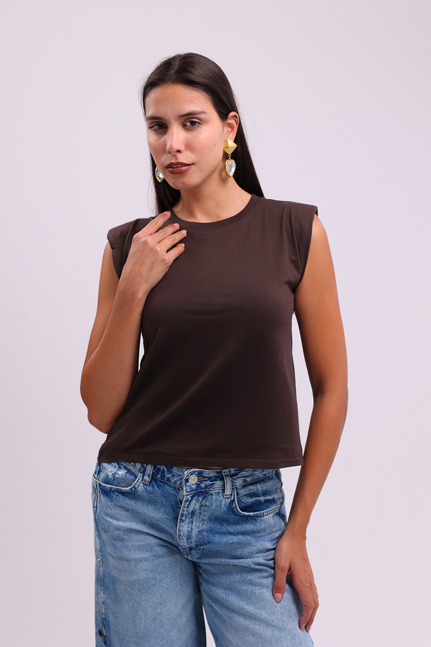 Brown Padded Muscle T-Shirt