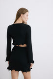 Crew Neck Knit Black Blouse
