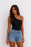 Black Ribbed Tanktop with Silver Stud Detail