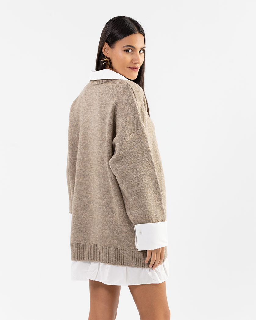 Mock-Layered Sweater Dress