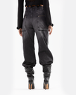 Black Washed Denim Jeans with Zipper Pocket
