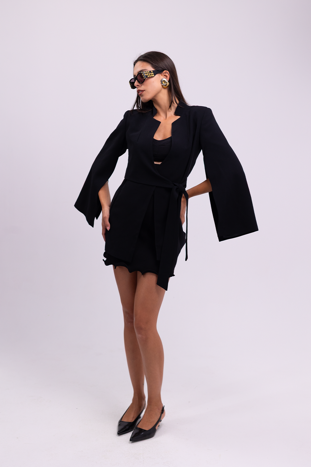 Belted Wrap Black Blazer