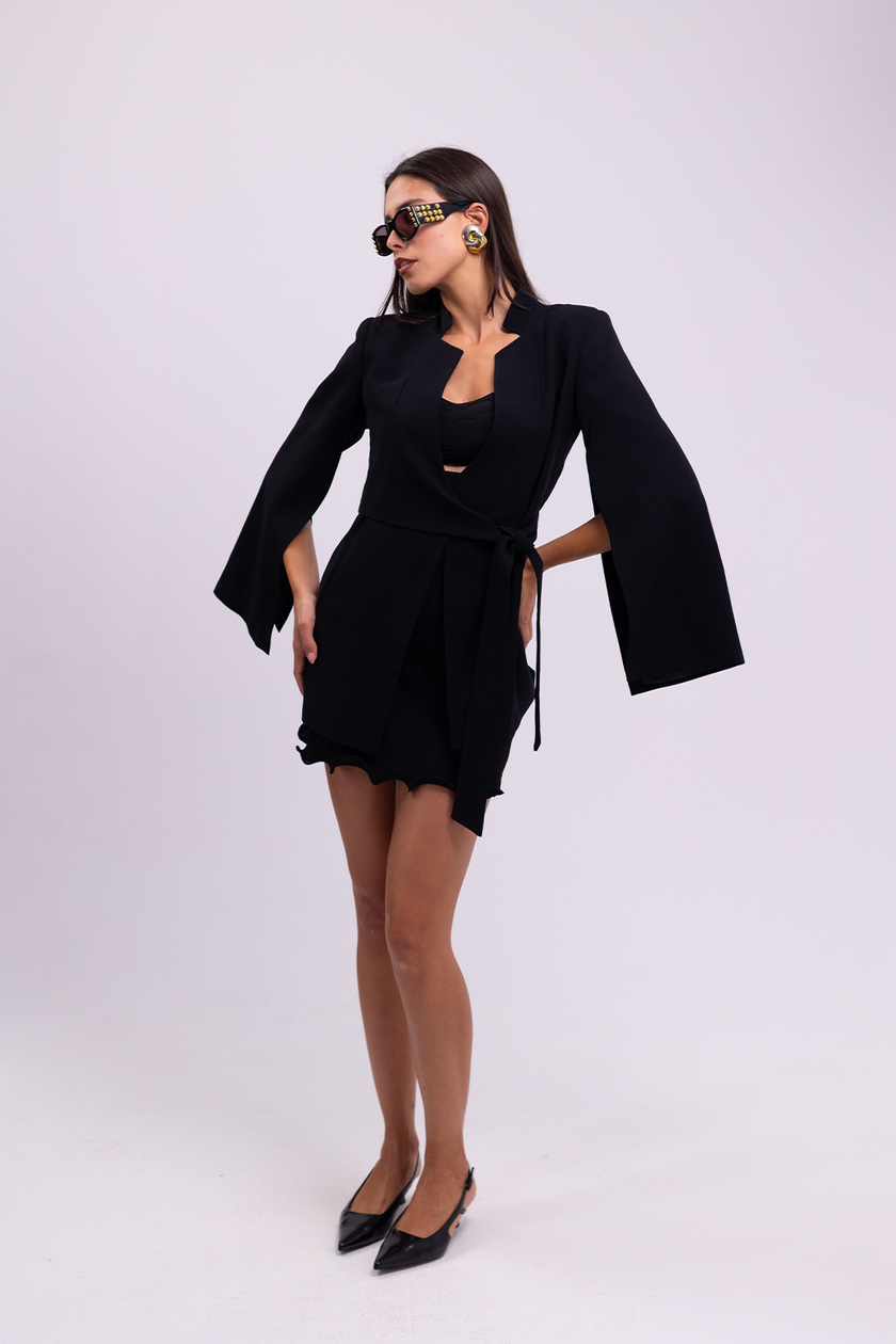 Belted Wrap Black Blazer