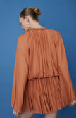 Ruffle Sleeve Mini Brick Dress