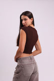 Brown Noir Crew Neck Top