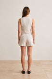 Linen Natural Striped Pattern Set with Matching Belt