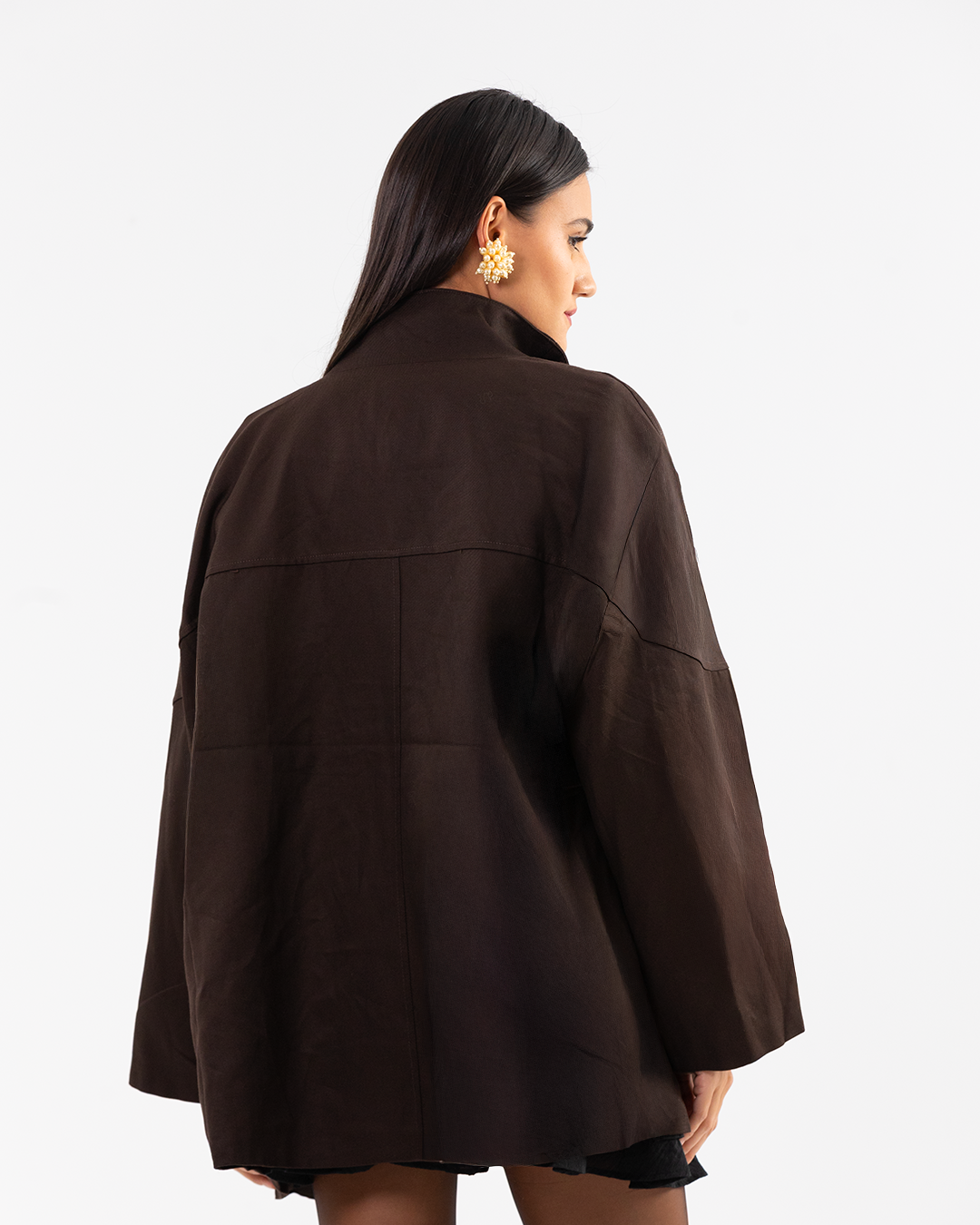 Oversized Brown Jacket Blouse Style