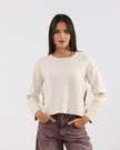 Ivory Asymmetric Button Knit