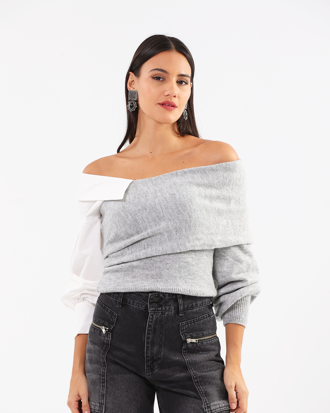 Light Grey Layered Collar Knit