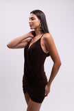 Chocolate Brown Draped Mini Dress