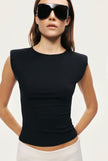 Black T-Shirt with Lace up Back Detail