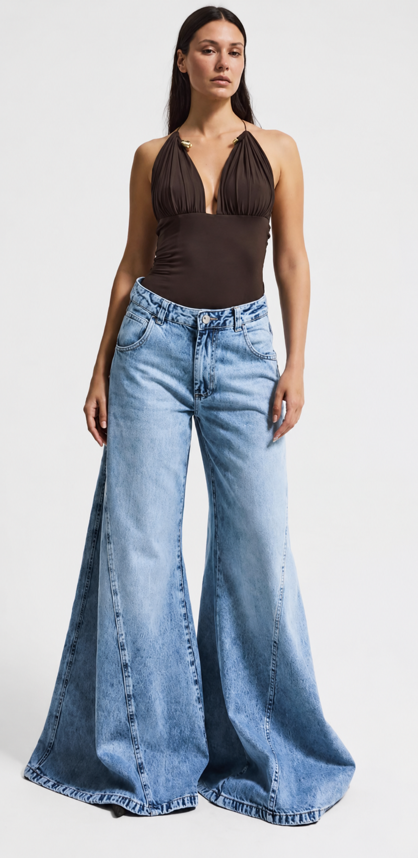 Light-Wash Wide Leg Denim