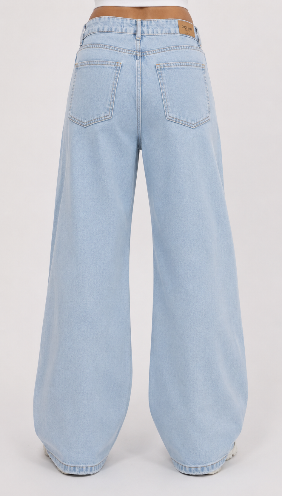 Light Blue Denim with Side Zip Detail