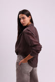 Chocolate Button-Up Blouse