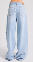 Raw Cut Light Blue Denim with Zipper Details