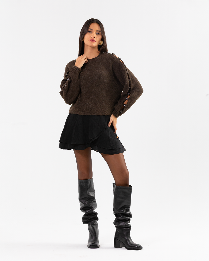 Brown Stone Sleeve Pullover