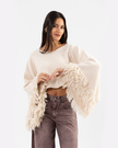 Crème Fringe Sleeve Pullover